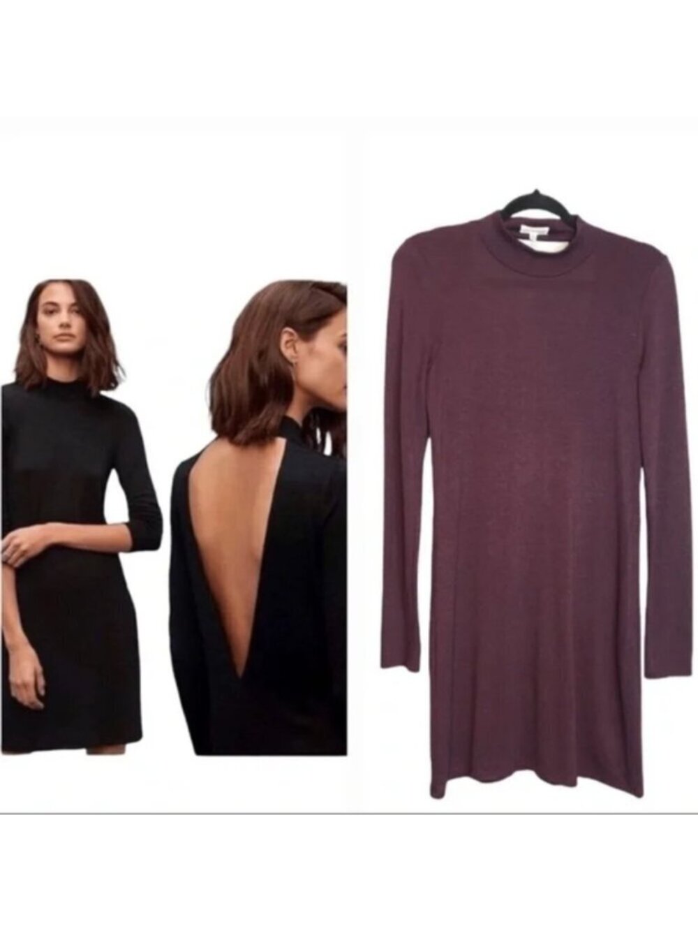 Aritzia Wilfred Free Moulton Burgundy Plum Knee Length Dress Minimalist